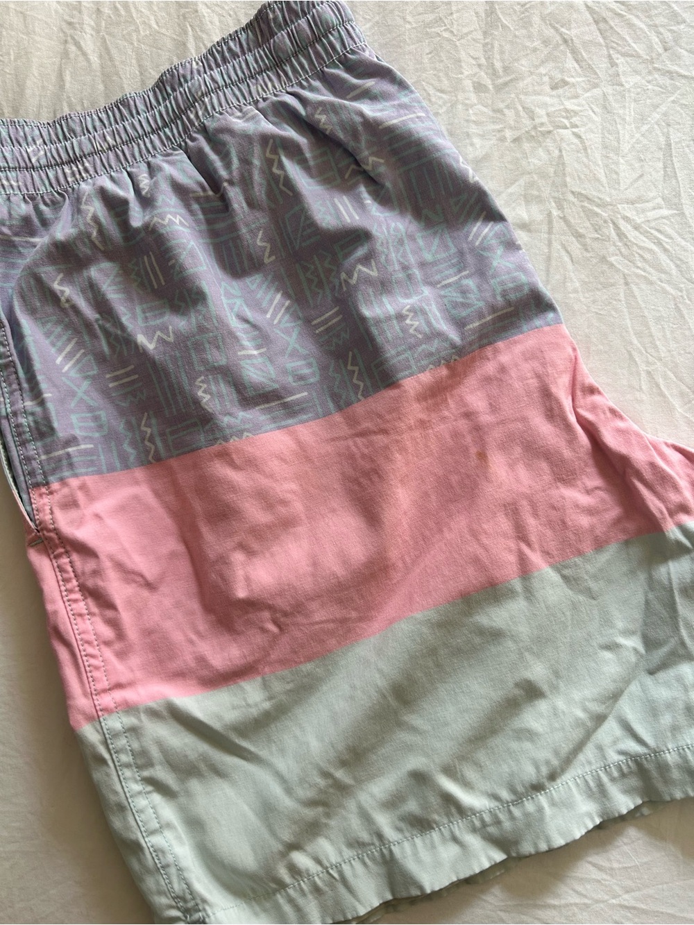 chubbies Colorblock Swim Trunks in Gray, Pink, Light Green